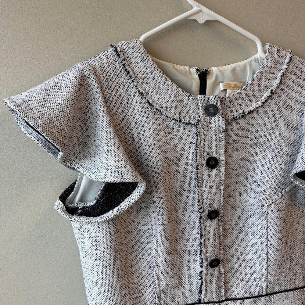 Shoshanna Chic Gray Tweed Dress with Black Accents - Picture 3 of 8